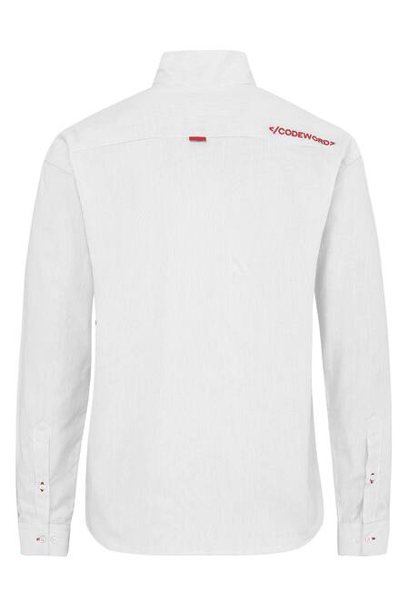 Noonoo White 100% Cotton Embroidered Shirt at Aza Fashions Noonoo_White 100% Cotton Embroidered Shirt _at_Aza_Fashions