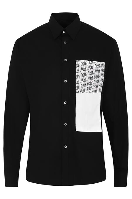 Shop Noonoo Black 100% Giza Cotton Printed Shirt Online at Aza Fashions Shop_Noonoo_Black 100% Giza Cotton Printed Shirt _Online_at_Aza_Fashions