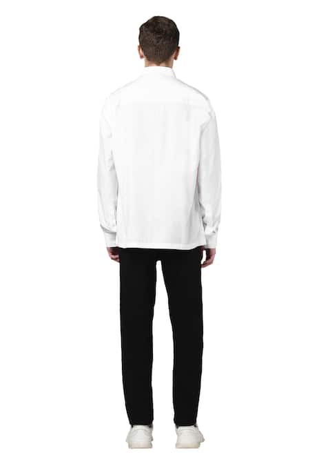 Shop Noonoo White 100% Giza Cotton Printed Shirt at Aza Fashions Shop_Noonoo_White 100% Giza Cotton Printed Shirt _at_Aza_Fashions