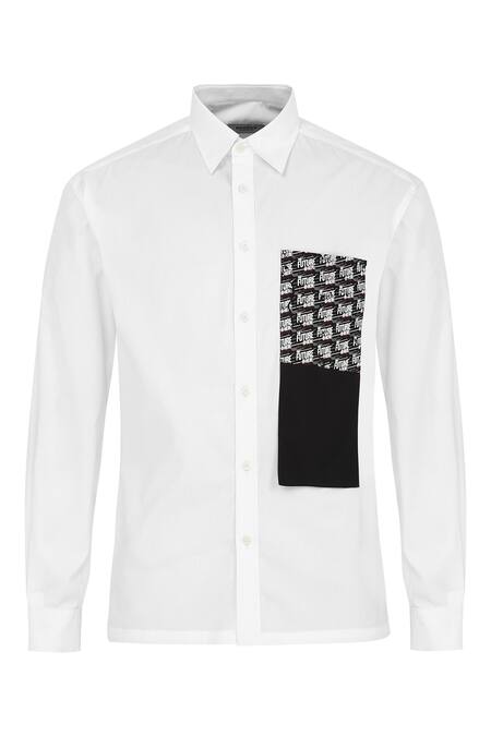 Shop Noonoo White 100% Giza Cotton Printed Shirt Online at Aza Fashions Shop_Noonoo_White 100% Giza Cotton Printed Shirt _Online_at_Aza_Fashions