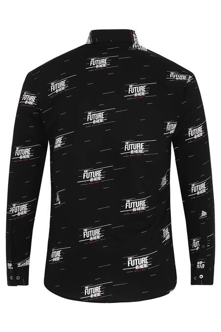 Noonoo Black 100% Giza Cotton Printed Shirt at Aza Fashions Noonoo_Black 100% Giza Cotton Printed Shirt _at_Aza_Fashions