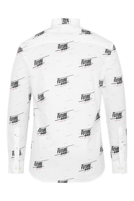 Noonoo White 100% Giza Cotton Printed Shirt at Aza Fashions Noonoo_White 100% Giza Cotton Printed Shirt _at_Aza_Fashions