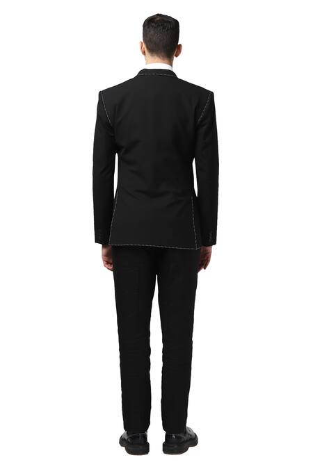 Shop_Noonoo_Black Wool Embroidered Blazer _at_Aza_Fashions