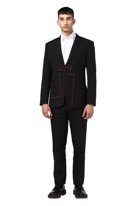 Noonoo Black Wool Embroidered Blazer Online at Aza Fashions Noonoo_Black Wool Embroidered Blazer _Online_at_Aza_Fashions