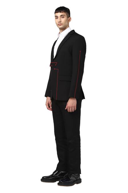 Buy Noonoo Black Wool Embroidered Blazer Online at Aza Fashions Buy_Noonoo_Black Wool Embroidered Blazer _Online_at_Aza_Fashions