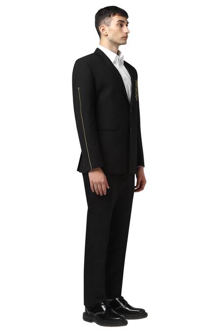 Noonoo Black Wool Embroidered Blazer Online at Aza Fashions Noonoo_Black Wool Embroidered Blazer _Online_at_Aza_Fashions