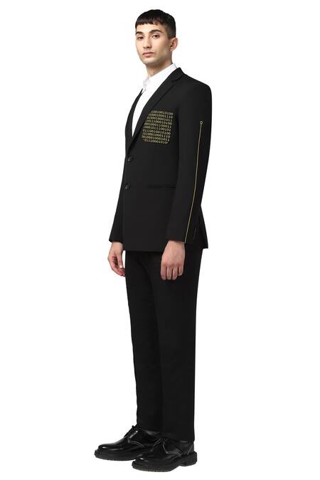 Buy Noonoo Black Wool Embroidered Blazer Online at Aza Fashions Buy_Noonoo_Black Wool Embroidered Blazer _Online_at_Aza_Fashions
