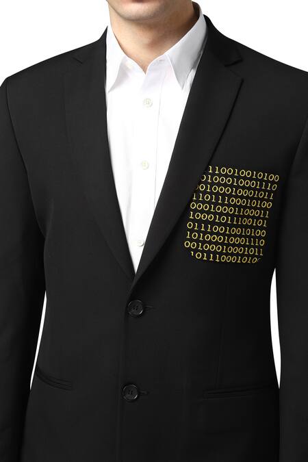 Shop Noonoo Black Wool Embroidered Blazer Online at Aza Fashions Shop_Noonoo_Black Wool Embroidered Blazer _Online_at_Aza_Fashions