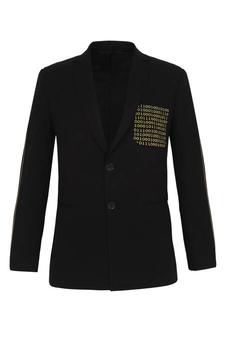 Noonoo Black Wool Embroidered Blazer at Aza Fashions Noonoo_Black Wool Embroidered Blazer _at_Aza_Fashions