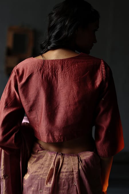 Shorshe Clothing Chanderi Embroidered Blouse 