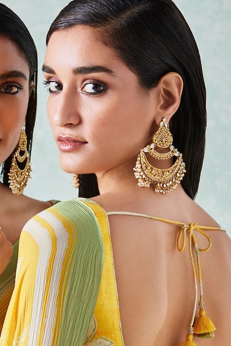 Buy_Anita Dongre_Gold Plated Crystal Kajri Earrings_Online_at_Aza_Fashions