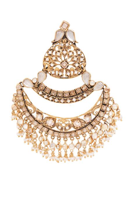 Anita Dongre_Gold Plated Crystal Kajri Earrings_Online_at_Aza_Fashions