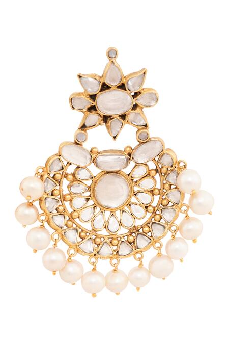 Shop_Anita Dongre_Gold Plated Pearl Prabhi Earrings_at_Aza_Fashions