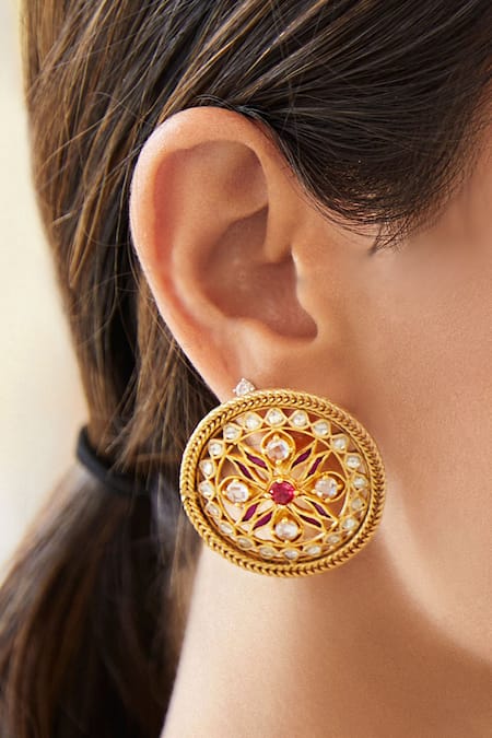 Anita Dongre Gold Plated Crystal Aashi Studded Earrings