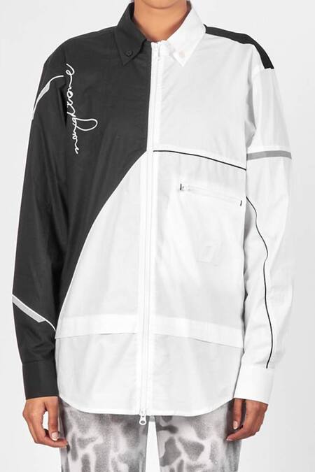 Noughtone Black Cotton Poplin Shirt Collar Colorblock at Aza Fashions Noughtone_Black Cotton Poplin Shirt Collar Colorblock_at_Aza_Fashions