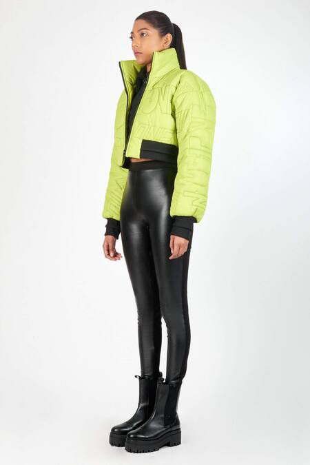 Buy Noughtone Green Polyester, Nylon High Neck Quilted Puffer Oversize Jacket Online at Aza Fashions Buy_Noughtone_Green Polyester, Nylon High Neck Quilted Puffer Oversize Jacket_Online_at_Aza_Fashions