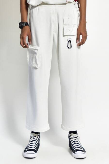 Buy_Noughtone_White 80% Cotton Pant _Online_at_Aza_Fashions