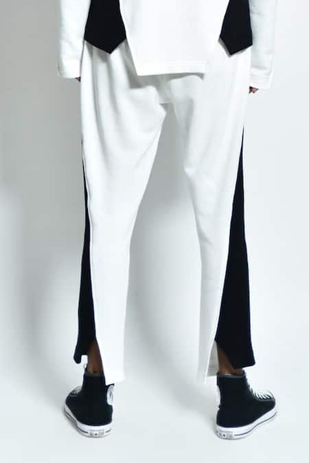 Shop_Noughtone_Black Cotton Colorblock Pant _Online_at_Aza_Fashions
