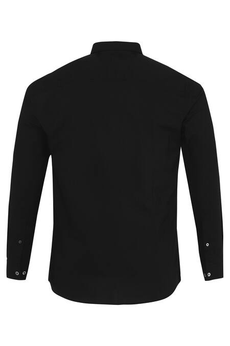 Noonoo_Black 100% Giza Cotton Embroidered Shirt _at_Aza_Fashions