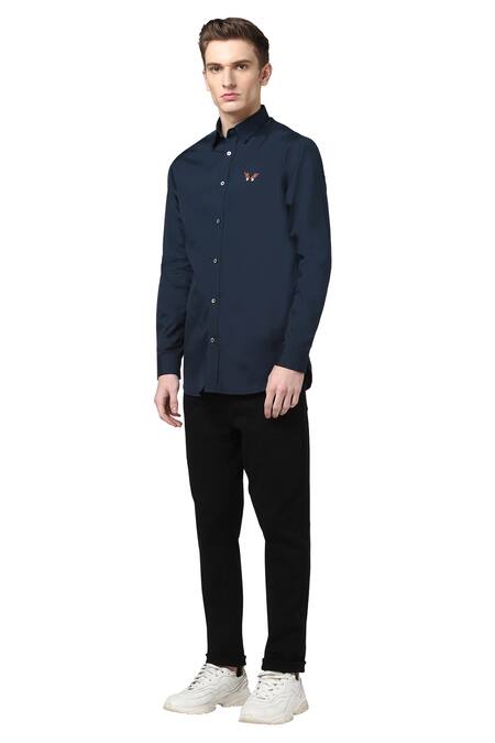 Buy Noonoo Blue 100% Giza Cotton Embroidered Shirt Online at Aza Fashions Buy_Noonoo_Blue 100% Giza Cotton Embroidered Shirt _Online_at_Aza_Fashions