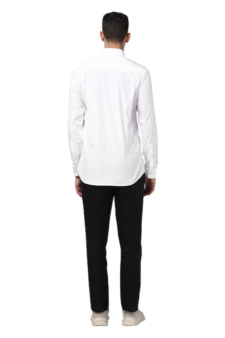 Shop Noonoo White 100% Cotton Embroidered Shirt at Aza Fashions Shop_Noonoo_White 100% Cotton Embroidered Shirt _at_Aza_Fashions