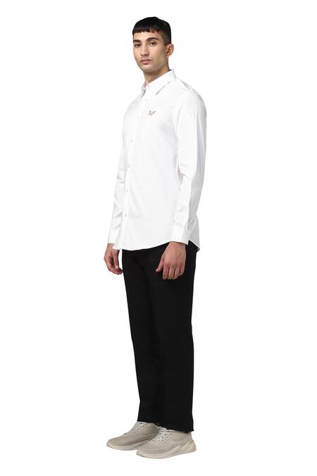Buy Noonoo White 100% Cotton Embroidered Shirt Online at Aza Fashions Buy_Noonoo_White 100% Cotton Embroidered Shirt _Online_at_Aza_Fashions