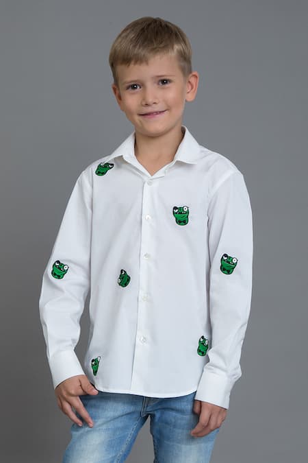 Shop_Noonoo_White Embroidery Shirt _Online_at_Aza_Fashions