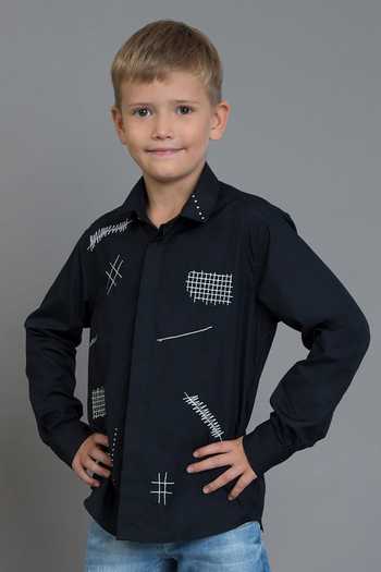 Noonoo Black Embroidery Slim Fit Shirt Online at Aza Fashions Noonoo_Black Embroidery Slim Fit Shirt _Online_at_Aza_Fashions