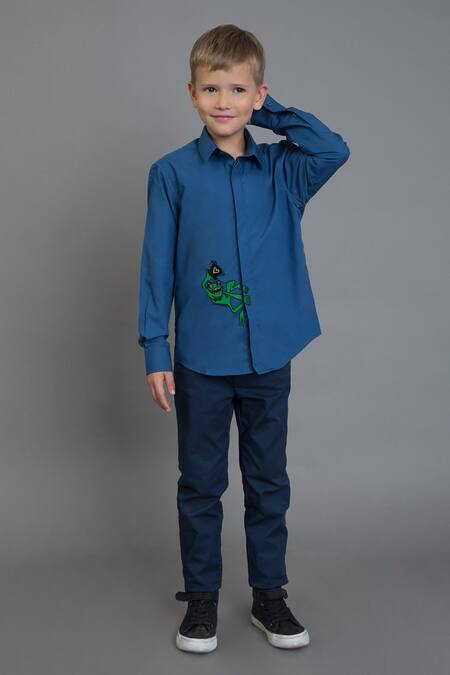 Noonoo Blue Embroidered Shirt 