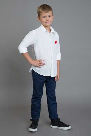 Noonoo_White Cotton Embroidery Slim Fit Shirt _Online_at_Aza_Fashions