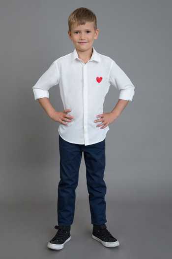 Buy_Noonoo_White Cotton Embroidery Slim Fit Shirt _Online_at_Aza_Fashions