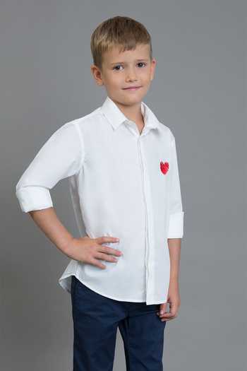Shop_Noonoo_White Cotton Embroidery Slim Fit Shirt _Online_at_Aza_Fashions