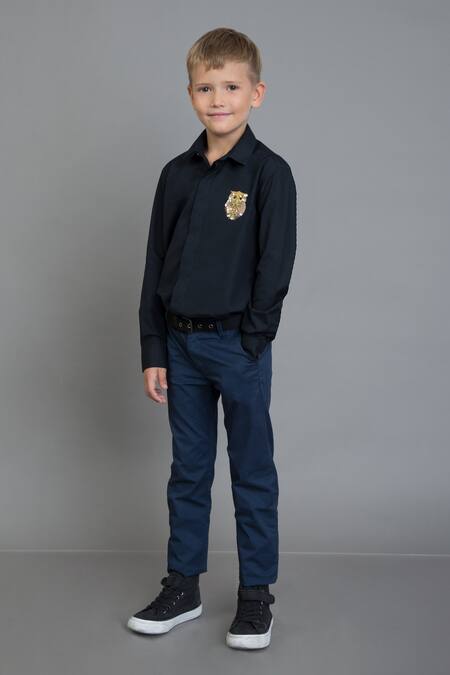 Noonoo_Black Embroidery Shirt _Online_at_Aza_Fashions