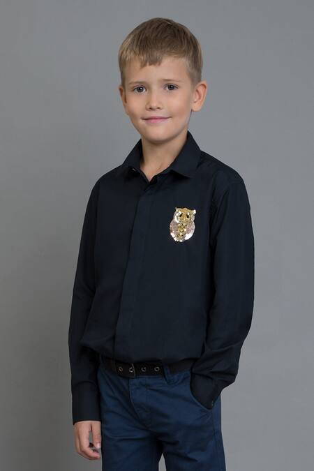 Buy_Noonoo_Black Embroidery Shirt _Online_at_Aza_Fashions