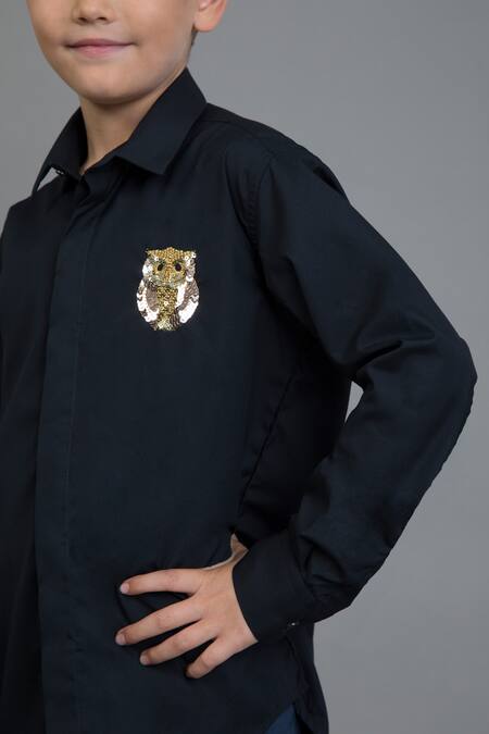 Shop_Noonoo_Black Embroidery Shirt _Online_at_Aza_Fashions