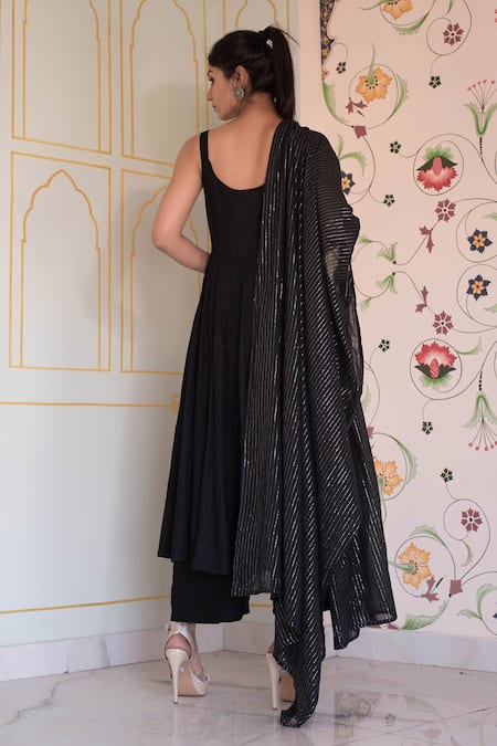 Shop Gulabo Jaipur Black , , Scoop Neck Panelled Anarkali Set at Aza Fashions Shop_Gulabo Jaipur_Black , , Scoop Neck Panelled Anarkali Set _at_Aza_Fashions