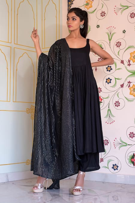 Buy Gulabo Jaipur Black , , Scoop Neck Panelled Anarkali Set Online at Aza Fashions Buy_Gulabo Jaipur_Black , , Scoop Neck Panelled Anarkali Set _Online_at_Aza_Fashions