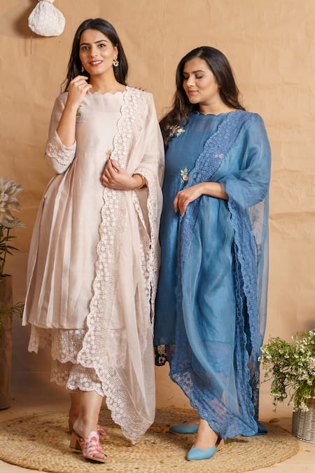 Naaz By Noor Embroidered Silk Chanderi Kurta Set