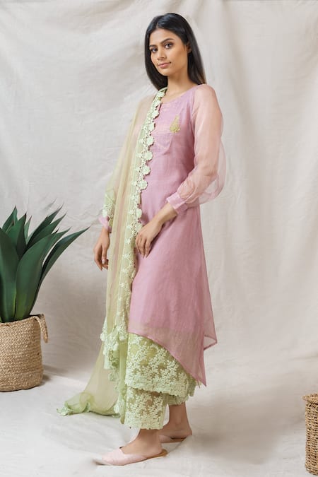 Naaz By Noor Embroidered Silk Chanderi Kurta Set 