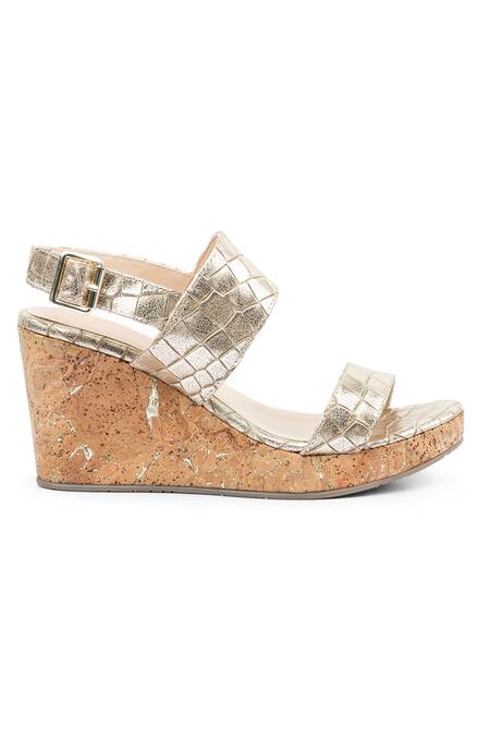 Vanilla Moon_Gold Nori Printed Wedges_Online_at_Aza_Fashions
