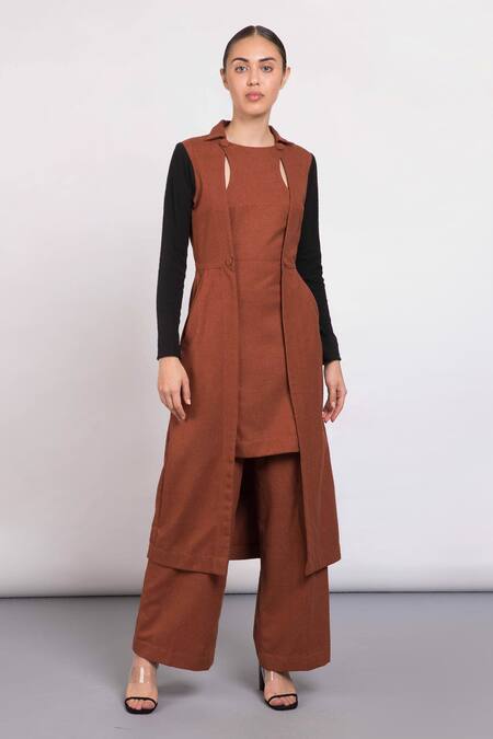 Notebook Brown Wool Mix High Waist Palazzo 