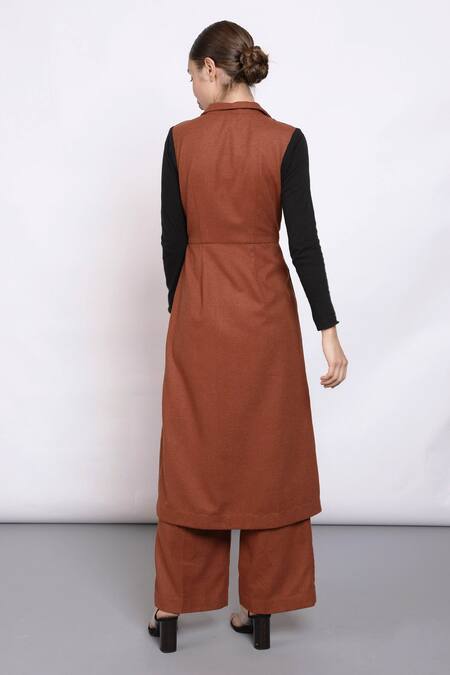 Shop_Notebook_Brown Wool Mix High Waist Palazzo _at_Aza_Fashions