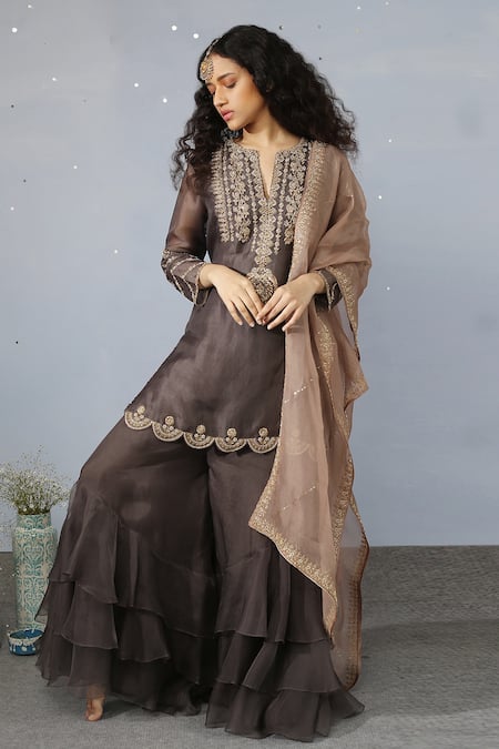 Neha Poddar Organza Kurta Sharara Set 