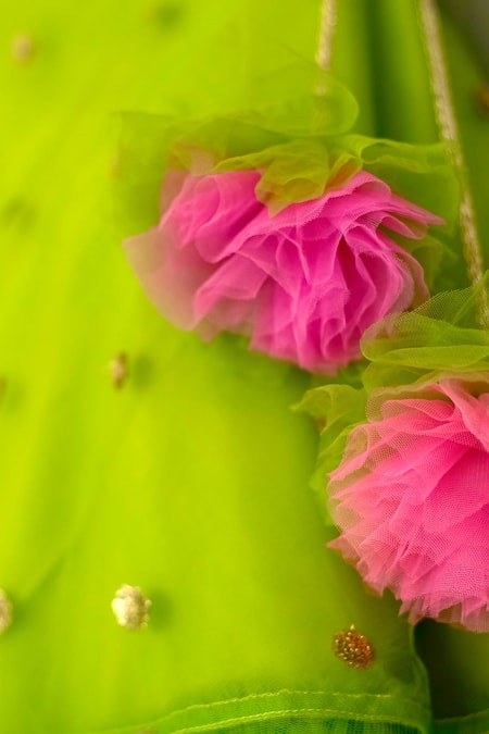 Shop_Nadaan Parindey_Pink Crepe, Microfiber, Net Embroidery, Zari Lehenga Set _Online_at_Aza_Fashions