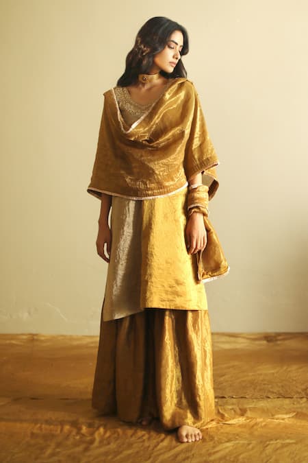 Shorshe Clothing Handloom Tissue Kurta & Salwar Set  