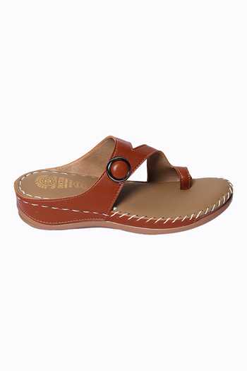 Shop_NR By Nidhi Rathi_Brown Plain Toe Ring Flats_Online_at_Aza_Fashions