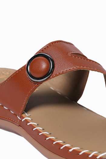 NR By Nidhi Rathi_Brown Plain Toe Ring Flats_at_Aza_Fashions