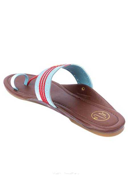 Buy_NR By Nidhi Rathi_Brown Braided Colorblock Kolhapuris_Online_at_Aza_Fashions