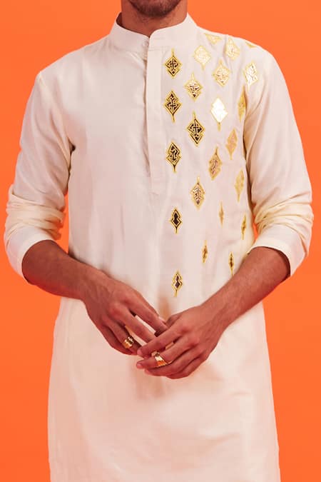 Diyarajvvir_Yellow Cotton Silk Acrylic And Thread Mix Embroidered Kurta _Online_at_Aza_Fashions