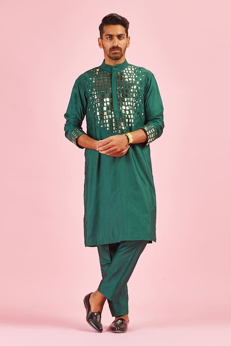 DiyaRajvvir Cotton Silk Embroidered Kurta 